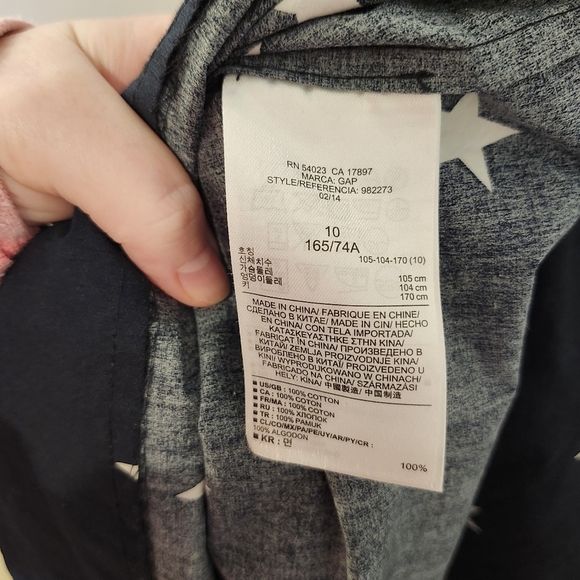 Gap Women's Tie Strap Dress Size 10 Dark Navy Star Print Americana‎ Summer FLAW - Picture 8 of 8